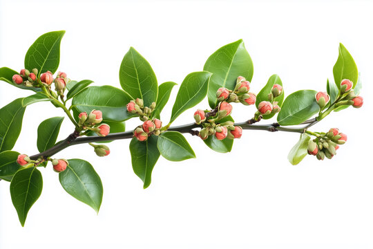 Clove tree with green leaves and young clove fruit
