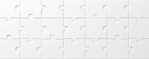 Seamless white jigsaw puzzle background Complete, interlocking pieces , texture, bright, together