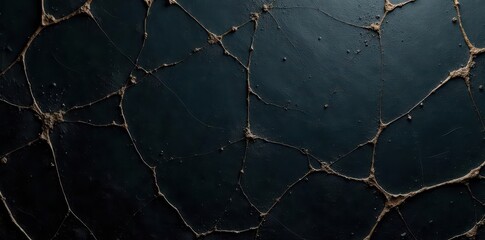 Deep black backdrop; intricate white scratch network on aged surface , black, texture