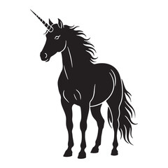 Classic Radiant Unicorn Spirit of Purity Depiction Graphic with Forest Backdrop and Floral Accents - unicorn silhouette - unicorn vector - silhouette of unicorn - Unicorn illustration