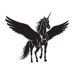 Striking Vector Unicorn Mythical Horned Horse Concept Image with Sparkling Background - unicorn silhouette - unicorn vector - silhouette of unicorn - magical creature symbol
