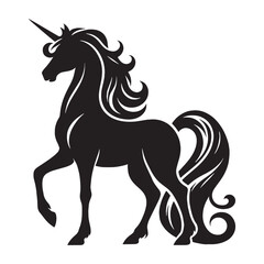 Iconic Unicorn Transformed Legendary Being Concept Graphic with Mystical Aura and Glowing Horn - unicorn silhouette - unicorn vector - silhouette of unicorn - mythical beast symbol
