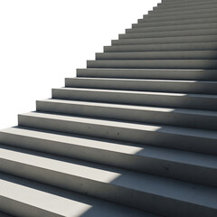 Abstract White Staircase Leading Upwards - Minimalist Architecture with Shadows, Growth & Success Concept, Isolated on Black Background PNG
