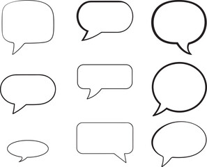 speech bubble set line art vector illustration black color	