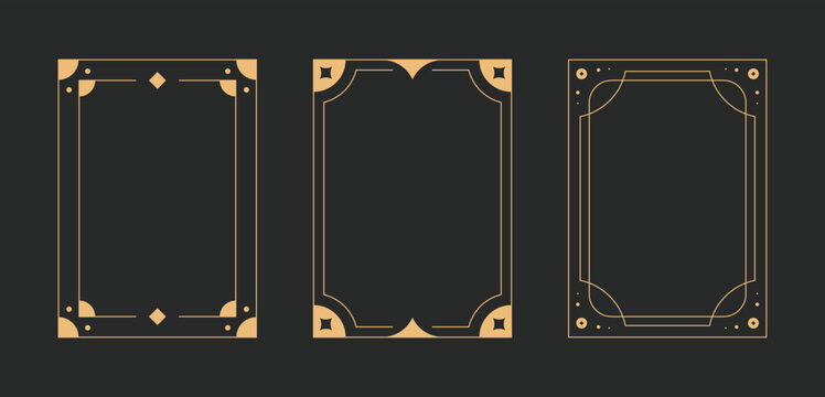 Decorative modern golden frame minimalism collection. Art deco luxury line art ornaments.