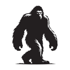 Imposing Dark Yeti Mysterious Mountain Creature Silhouette Outline with Intricate Details - yeti silhouette - yeti vector - silhouette of yeti - Yeti illustration - legendary beast icon
