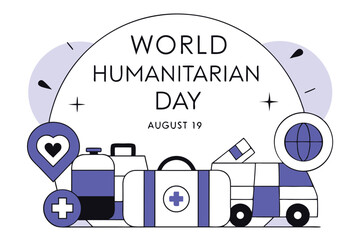 World humanitarian day observance august 19th design featuring red cross symbol and relevant imagery