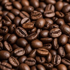 Roasted Coffee Beans Close-Up with Blue Frame - Aromatic Texture for Cafe & Beverage Background Graphic