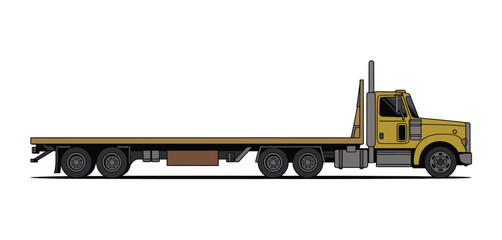 Flatbed semi truck illustration side view