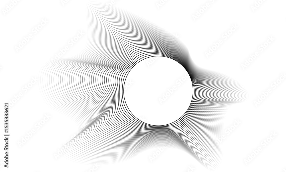 Poster Circles lines wavy. Geometric technology round shape. Overlay transparent vector background