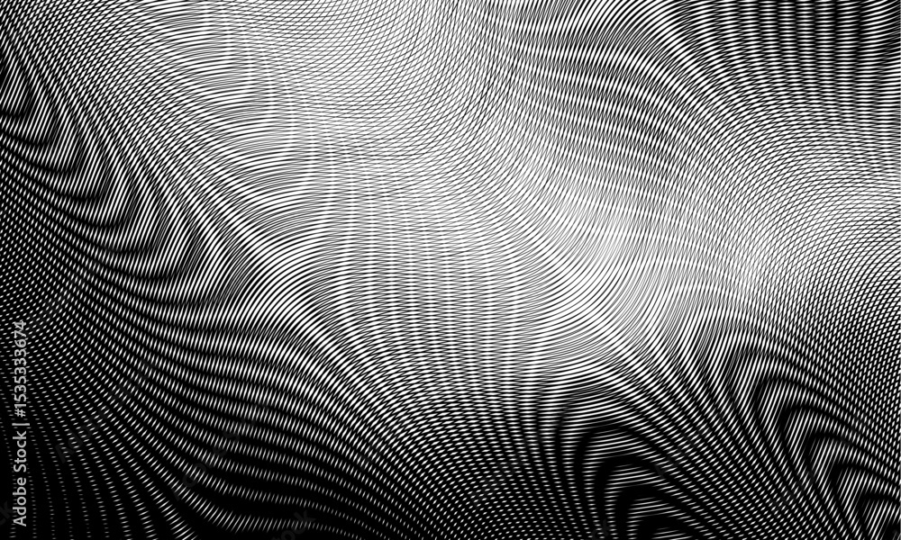 Aufkleber This abstract black and white pattern features wavy lines and gradients, creating a dynamic aesthetic. It blends contemporary style with