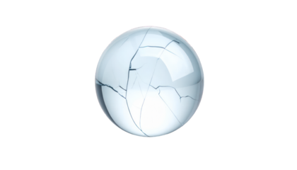 Cracked ice sphere isolated on transparent background