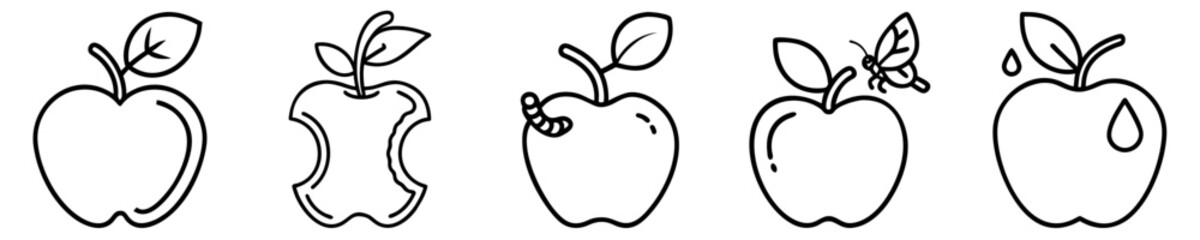 Apple icons in minimalist outline style