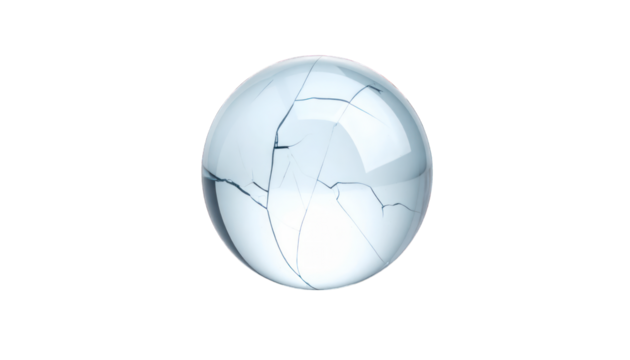 Cracked ice sphere isolated on transparent background