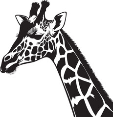 Giraffe Profile A Striking Black and White Illustration