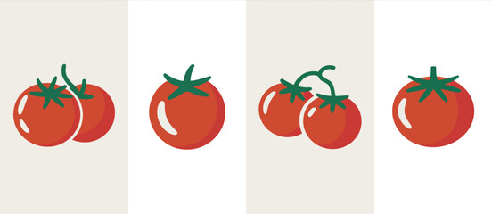 Simple red tomato illustrations set