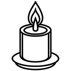 Minimalist Memorial Candle Icon – Line Art Vector