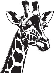Detailed Black and White Giraffe Silhouette
