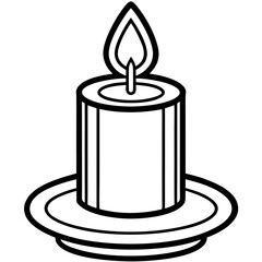 Minimalist Memorial Candle Icon – Line Art Vector