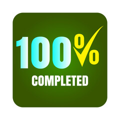 100% Completed 3D icon with Colorful