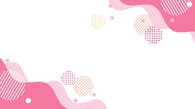 Flat animation of swaying pink waves and patterned circles on a white background