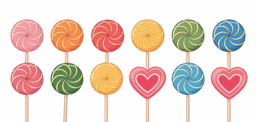 Colorful lollipop collection on sticks