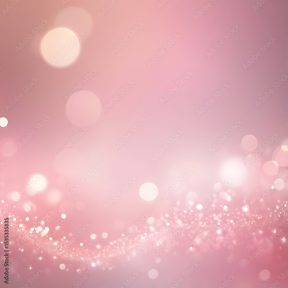 Poster elegant soft pink abstract background with glowing bokeh lights, pastel gradient texture, modern pat