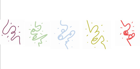 Set of vector scribbles of pen or pencil in various colors in vintage style. Greeting card decoration, event poster elements, background decoration or template.