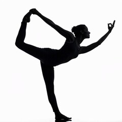Fototapeta premium Silhouette of a Yoga Pose on White Background