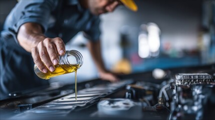 Engine oil pouring