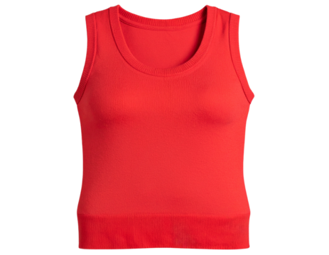 Bright Red Sleeveless Sweater Isolated on Transparent Background
