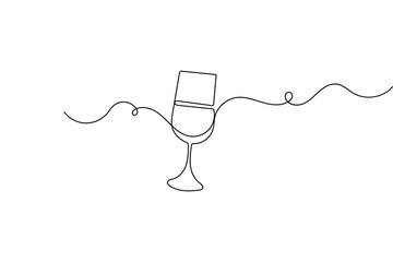 Continuous line champagne cheers clinking glasses art

