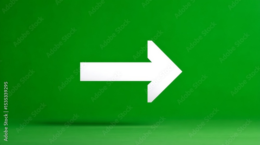 Poster white arrow pointing to the right on a green background