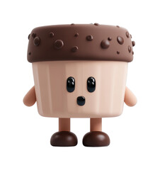 Cute cartoon muffin character with chocolate chip topping
