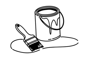 Artistic Line Drawing of Painting Supplies