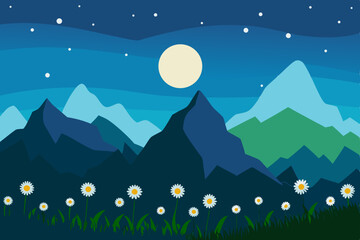 Fototapeta premium night landscape with mountains