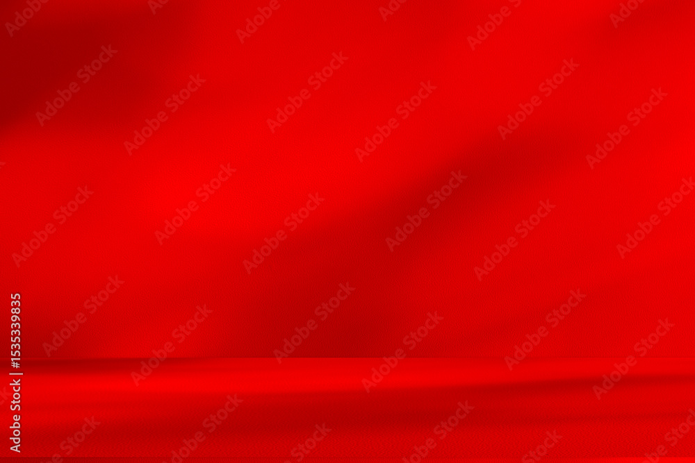 Poster Wall interior background, studio and backdrops show products.with shadow from window color Red background for text insertion and presentation product	
