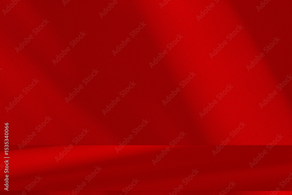 Poster Wall interior background, studio and backdrops show products.with shadow from window color Red background for text insertion and presentation product	
