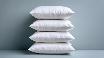 Stack of white pillows on a table