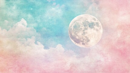 Pastel moonlit sky, soft clouds