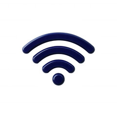Stylized wireless signal icon in dark blue on a white background, symbolizing connectivity and signal strength. Ideal for tech-related projects and digital communication themes.