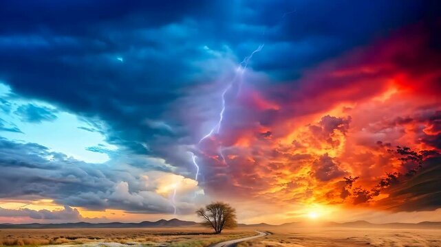 Only two options to choose God or Satan or Good vs Evil in stormy backdrop