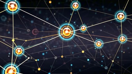 Colorful network nodes transferring data through digital lines, visualizing global connectivity and information exchange in cyberspace - Powered by Adobe