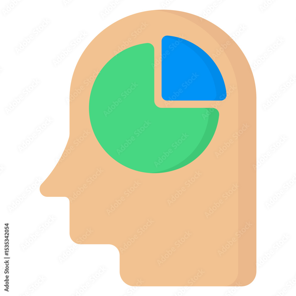 Aufkleber thinking mind with pie chart graphic representing data analysis strategy planning and problem solvin