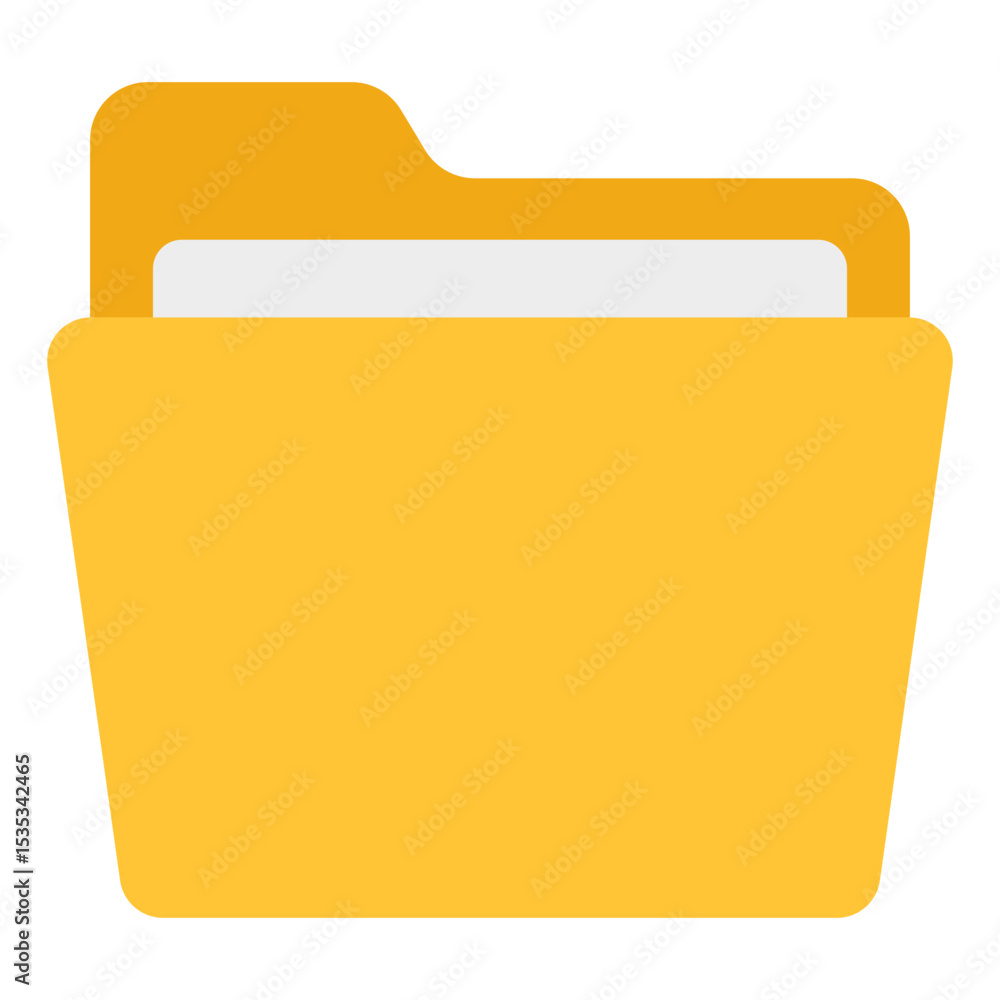 Poster yellow folder icon represents file organization document storage information management and digital 