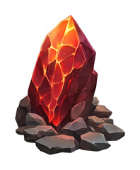 Obraz premium Glowing volcanic gemstone on rocky base with fiery cracks
