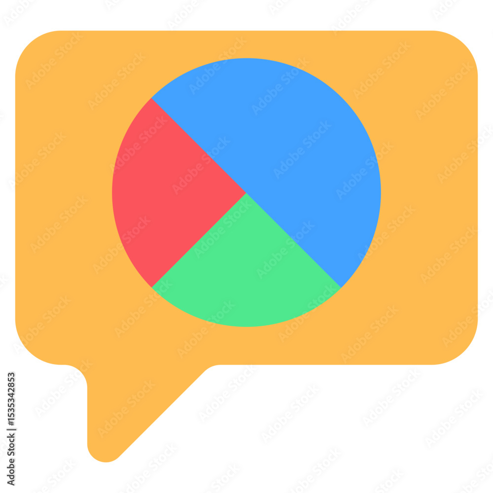 Poster colorful pie chart graphic inside speech bubble suggesting data driven communication