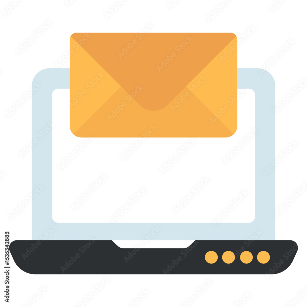 Poster laptop displaying email envelope icon representing digital communication and online message delivery