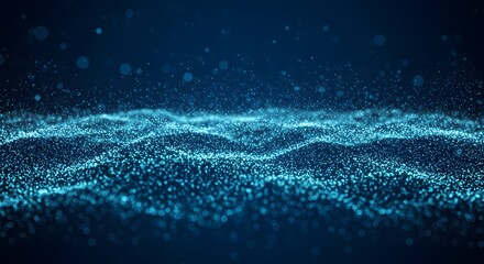 Abstract Blue Particle Wave Background Illustration
