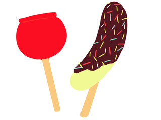 りんご飴 チョコバナナ 主線なし